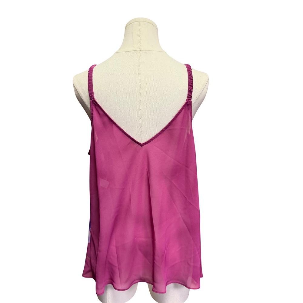 Valerie Stevens Magenta Pink Floral Lace Trim V-Neck Camisole Tank Top Large - Picture 3 of 9